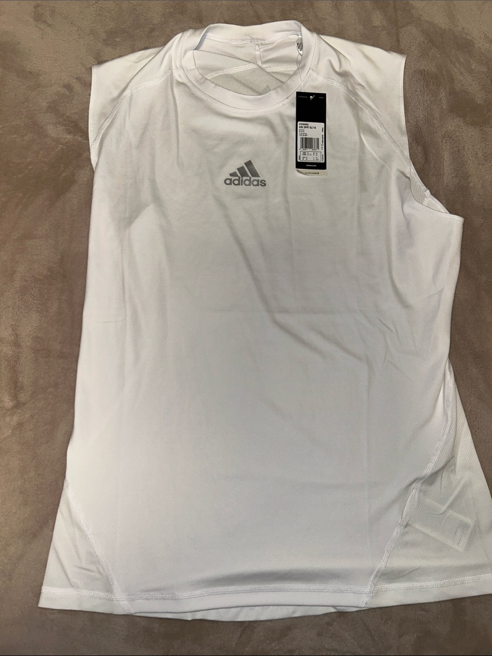 adidas White Performance Sleeveless Training Tank